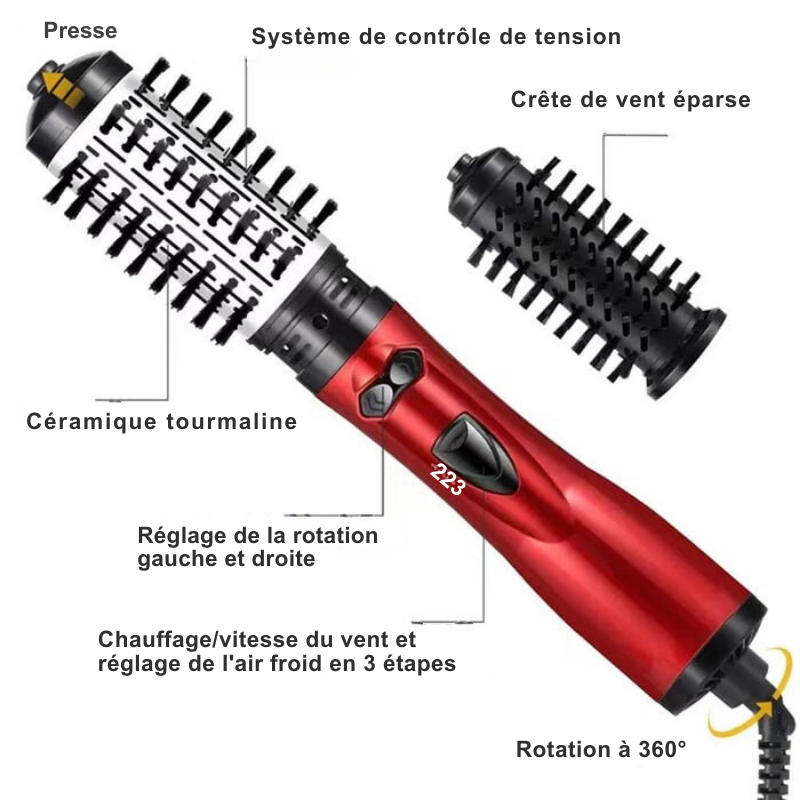 CurlFlow - 2-en-1 Styler à air Chaud et Sèche Cheveux Rotatif