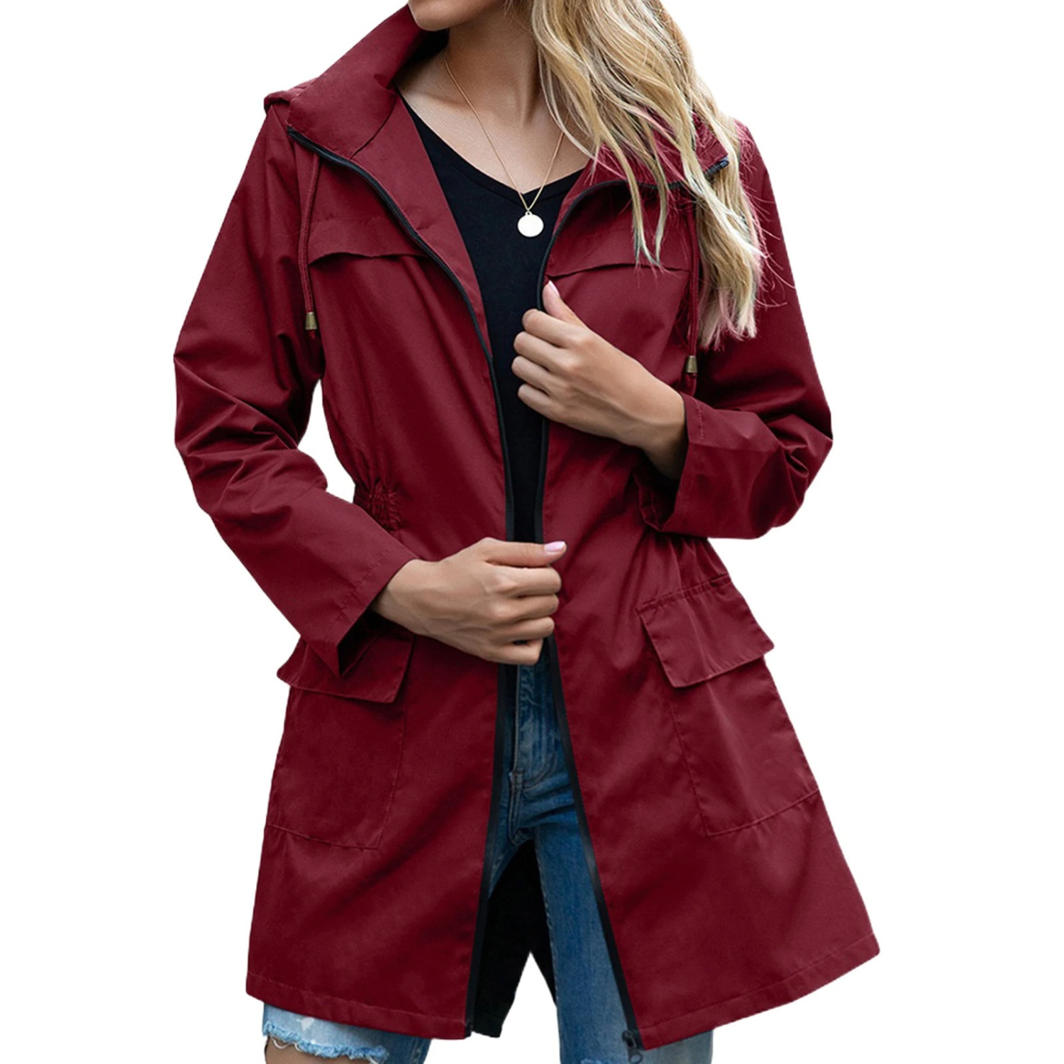 Eloise - Midi dames trenchcoat met ritssluiting weerbestendig