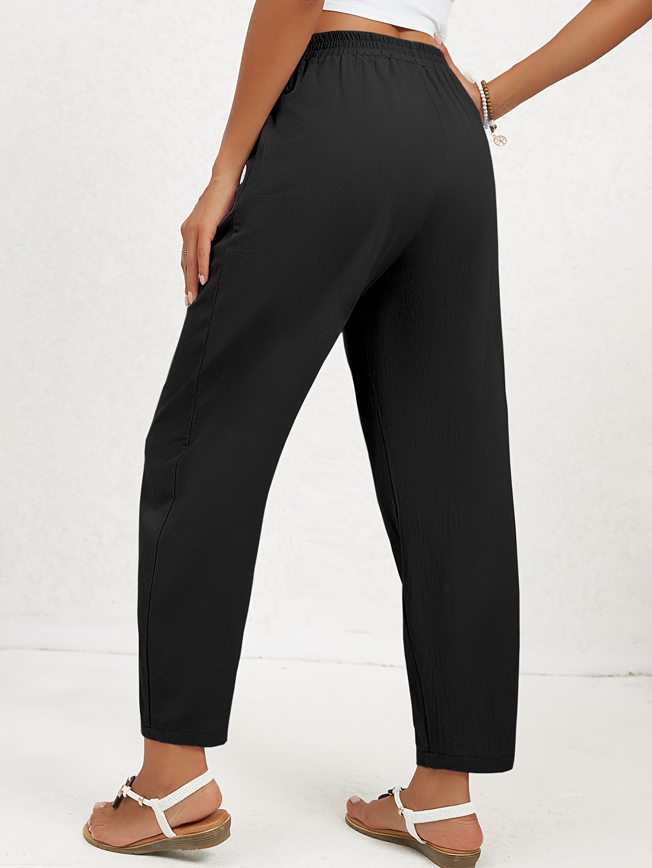 Jasmin - Casual effen straight leg dames broek met hoge taille