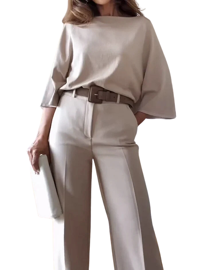 Edith - Elegant straight leg langmouw dames set