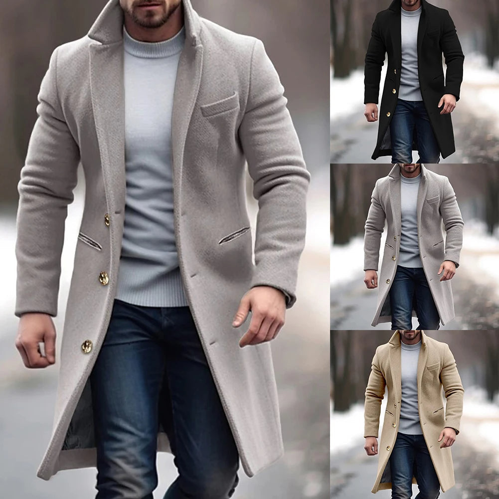 Axell - Manteau Long Chaud à Simple Boutonnage