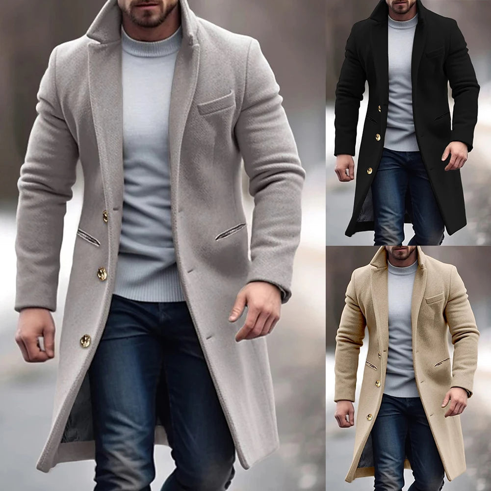 Axell - Manteau Long Chaud à Simple Boutonnage