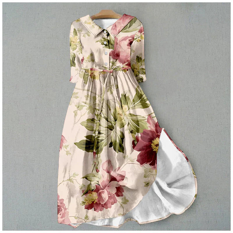 Jitske - Robe à Lacets à Imprimé Floral